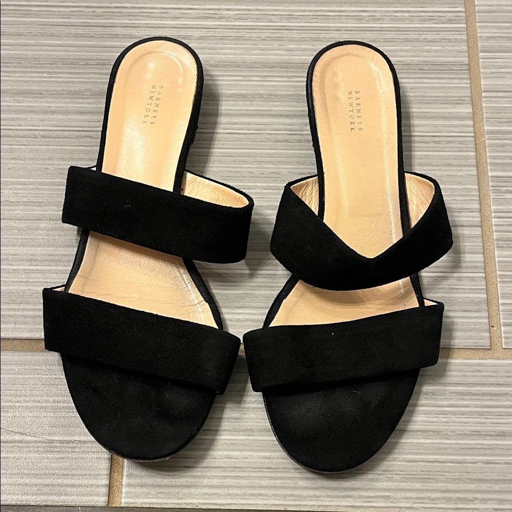Barneys New York Black Suede Sandals